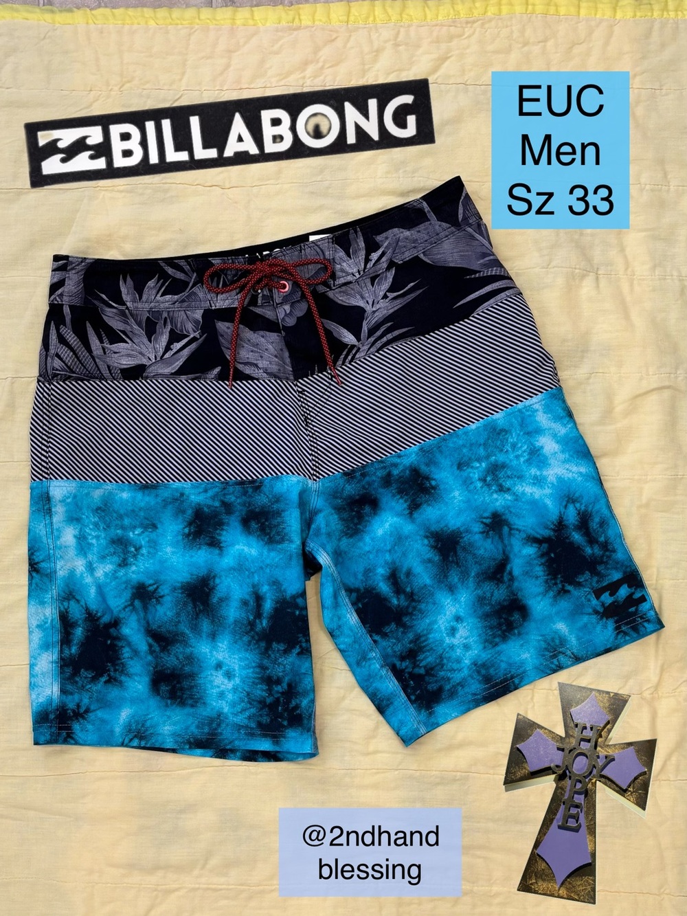 EUC Billabong Platinum X Tribong Boardshorts, Men Size 33, Surf Swim